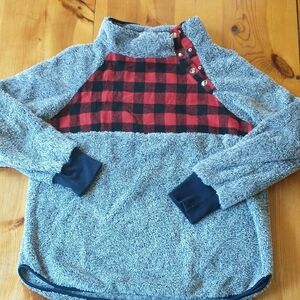 Cozy Gray and Red Plaid Pullover